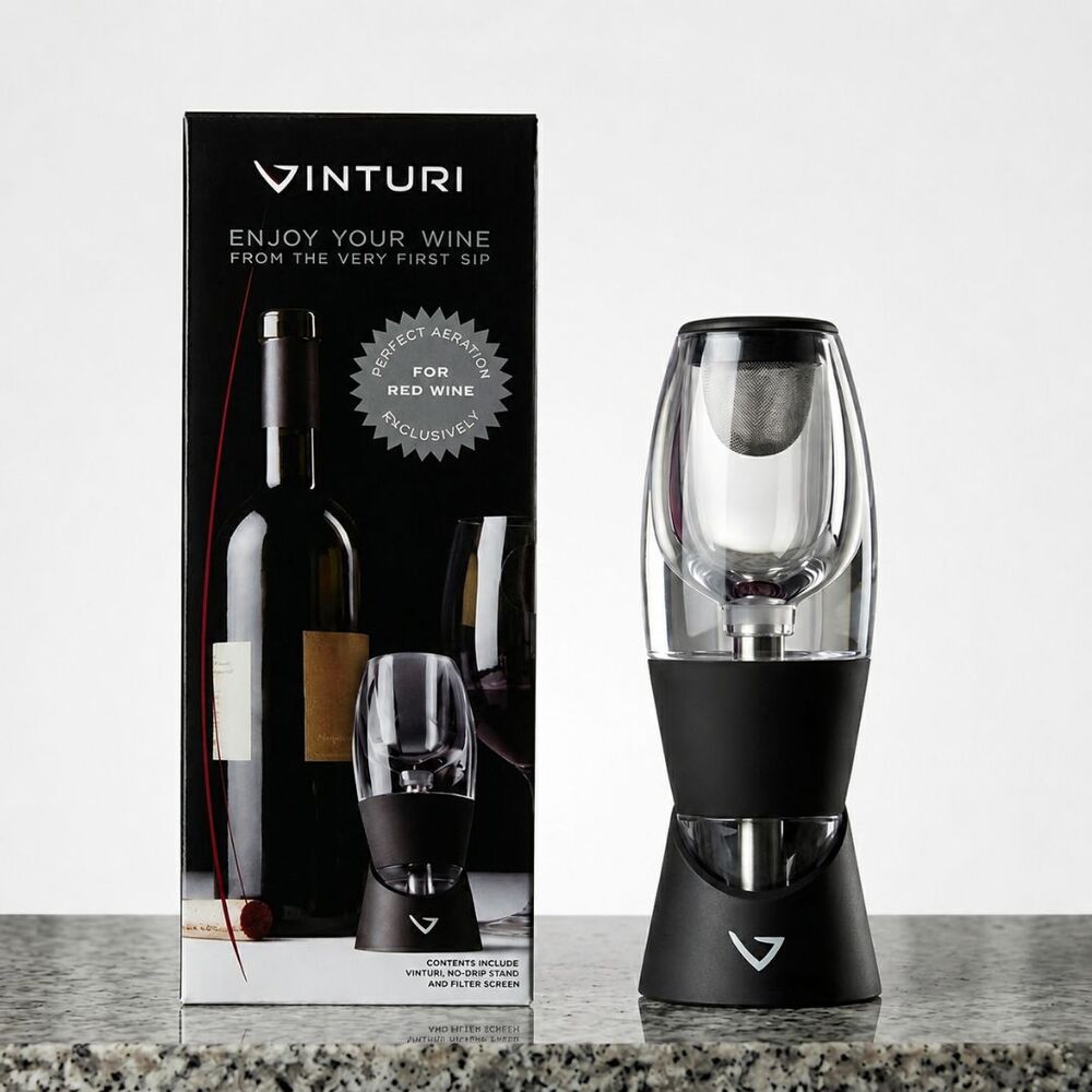 Vinturi Red Wine Aerator In Box w/ No-Chip Stand & Filter Screen Pourer Decanter